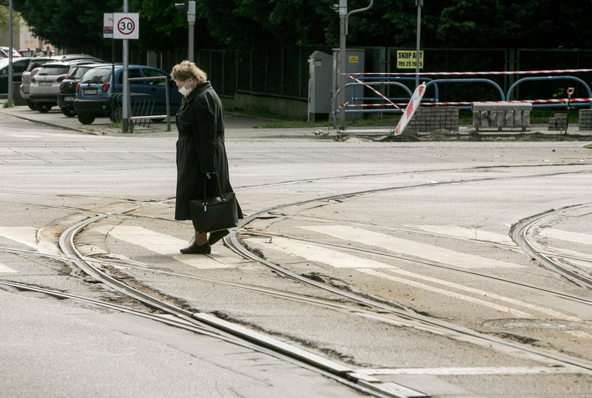 Oto torowisko tramwajowe w Dolnym Wrzeszczu...