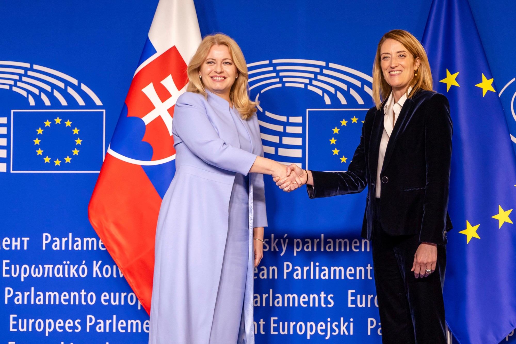 Zuzana Čaputová po prijatí u predsedníčky EP Roberty Metsolovej