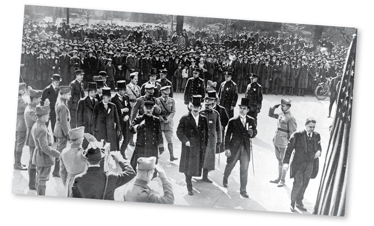 Ignacy Paderewski z drugą misją wojskową gen. Józefa Hallera, Nowy Jork, marzec 1918 r. fot. NAC