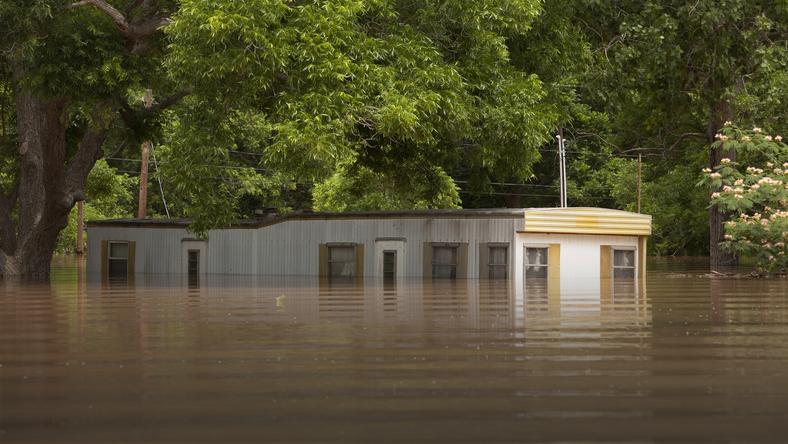 Mobile home park flooded following heavy rains in Richmond, Texas