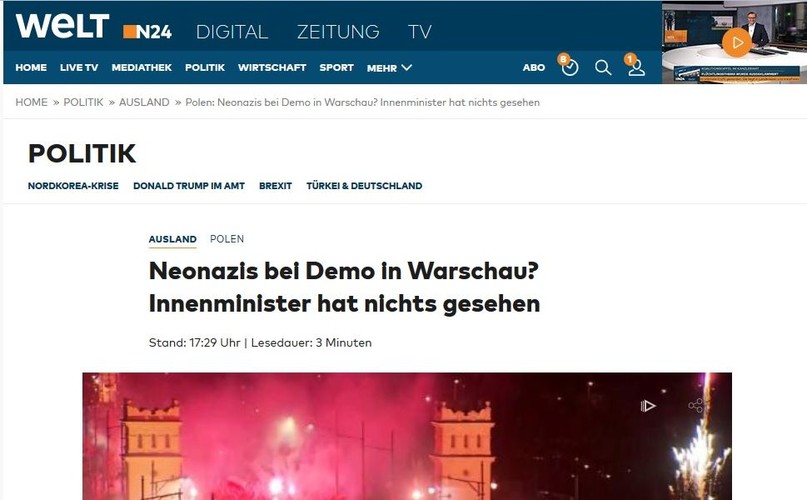 'Die Welt' o Marszu Niepodległości