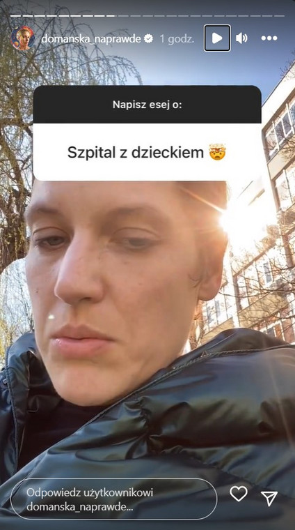 InstaStory z profilu Aleksandry Domańskiej