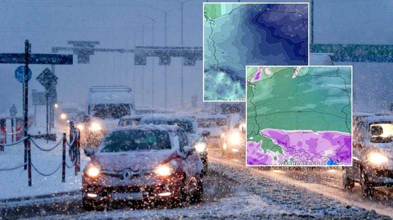 Zima w weekend uderzy z całą mocą. Szereg niebezpiecznych zjawisk (mapy: wxcharts.com)