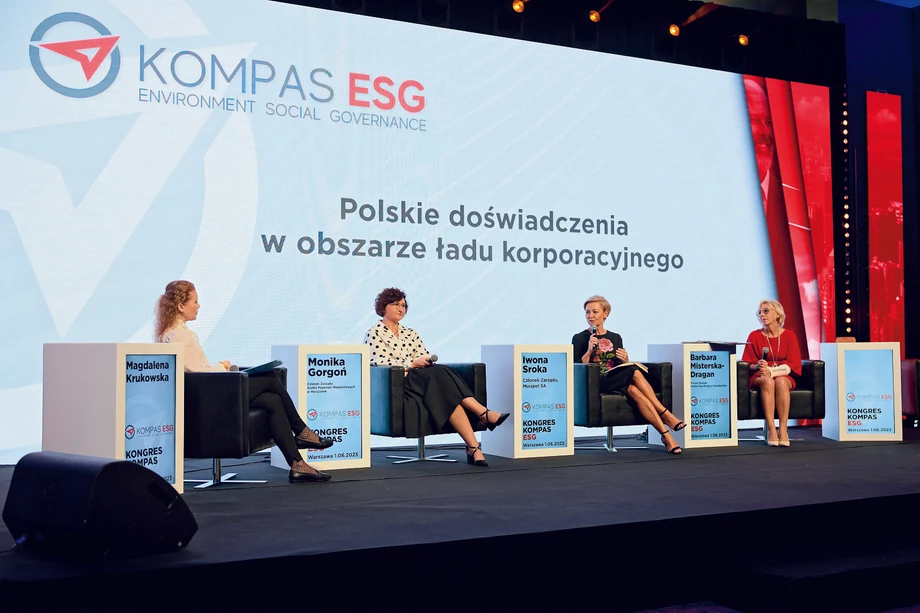 Od lewej: Magdalena Krukowska, „Forbes” Polska; Monika Gorgoń, członek zarządu Giełdy Papierów Wartościowych; Iwona Sroka, członek zarządu Murapol SA; Barbara-Misterska Dragan, prezes zarządu, Polska Izba Biegłych Rewidentów.