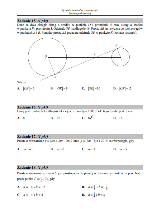 Matura 2019 – matematyka poziom podstawowy [ARKUSZE i ODPOWIEDZI] -  Wiadomości