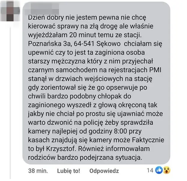 Krzysztof Dymiński widziany pod Poznaniem?