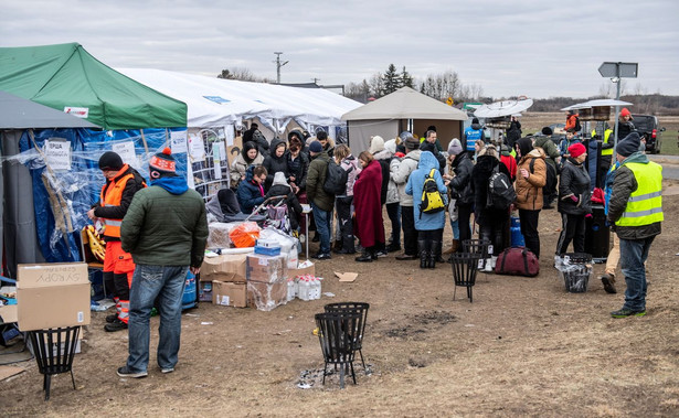 Uchodźcy na polsko-ukraińskim przejściu granicznym w Zosinie