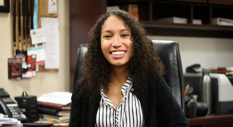 20-year-old Kristine E. Guillaume is the first female black president of Harvard's 145yrs old newspaper