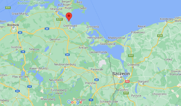 Wyspa Riems na mapie / źródło: Google Maps