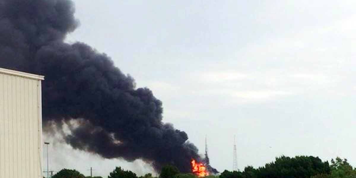 A photo of the SpaceX Falcon 9 rocket explosion by an eyewitness in Cape Canaveral, Florida.