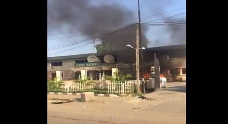 The Nation newspaper head office at Matori , Lagos set on fire (firstnews)