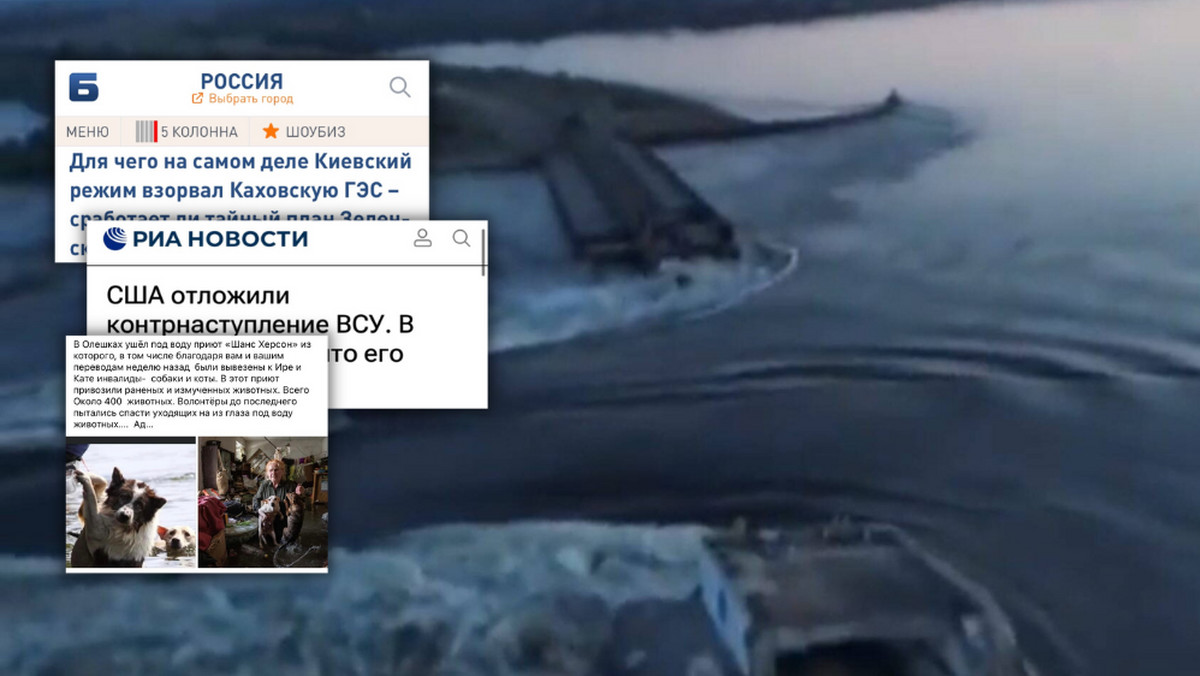 Polka w Moskwie o reakcjach Rosjan na wysadzenie zapory. "Oskarżają Kijów"