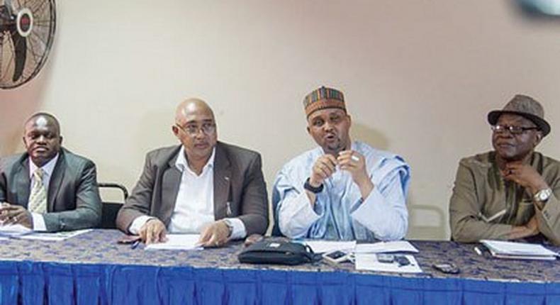 L-R: Mr Biodun Omotunde, Babs Fashanu, Rilwanu Abdusalami, and Ngwobia Okereke, at the breifing in Lagos.