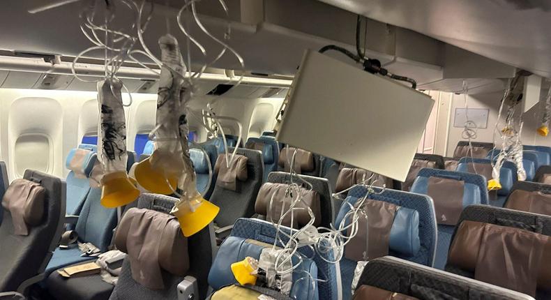 Severe turbulence dislodged oxygen masks and caused injuries to dozens of passengers on Singapore Airlines flight SQ321.Reuters/Stringer