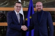 Premier Mateusz Morawiecki i Charles Michel, przewodniczący Rady Europejskiej