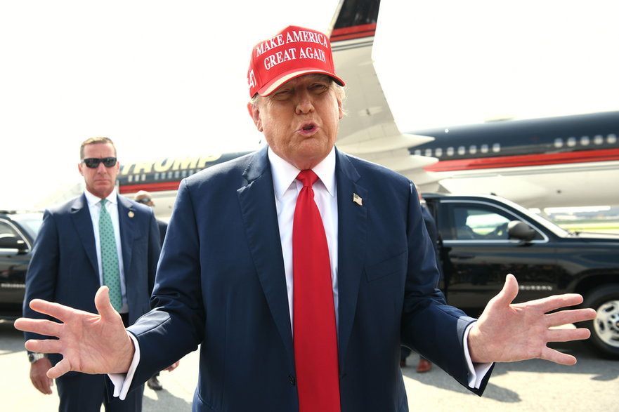 Donald Trump na lotnisku w Atlancie, 10 kwietnia br.