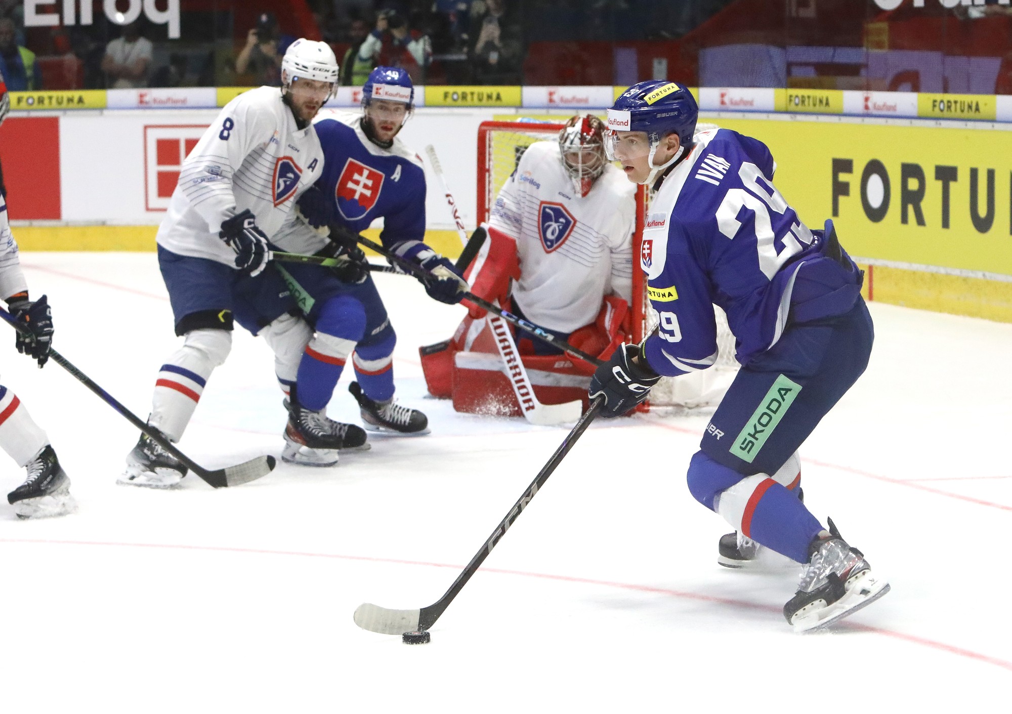 Michal Ivan (Slovensko) pred bránkou Francúzska.