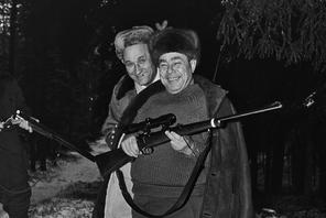 Leonid Breżniew na polowaniu w Łańsku. Styczeń 1965 roku