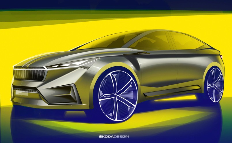 Skoda VISION iV to dynamicznie narysowany pięciodrzwiowy SUV w stylu coupe