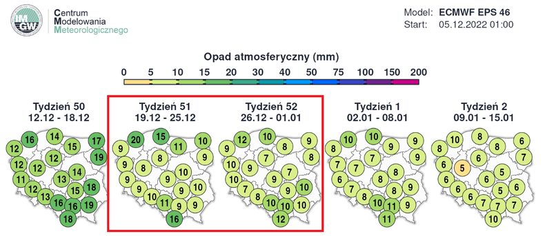 Okresami pojawiąć mogą się również opady