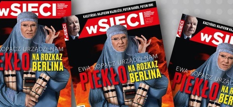 Ewa Kopacz jako islamska terrorystka na okładce tygodnika "wSieci". Sąd rozpoczął i zakończył proces