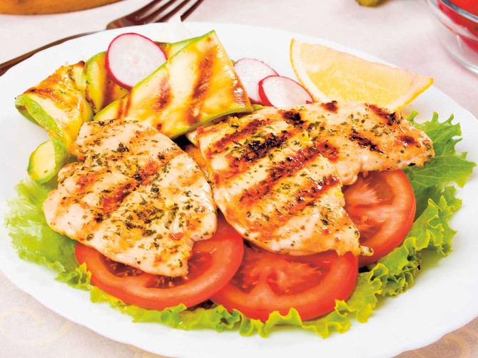 9663_stock-photo-grilled-chicken-breasts-served-with-lettuce-tomato-and-zucchini-shutterstock_55493917