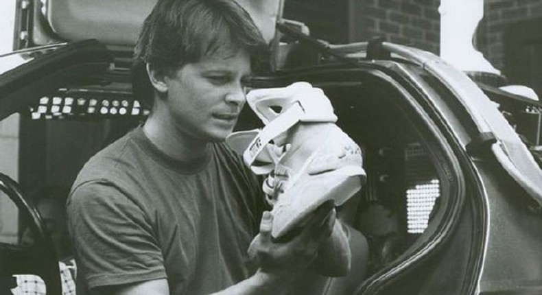 Michael J. Fox with the Nike Air Mag 