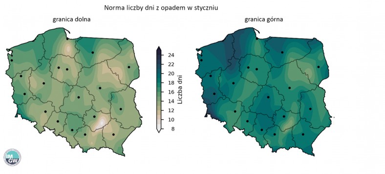 Opady w styczniu, IMGW