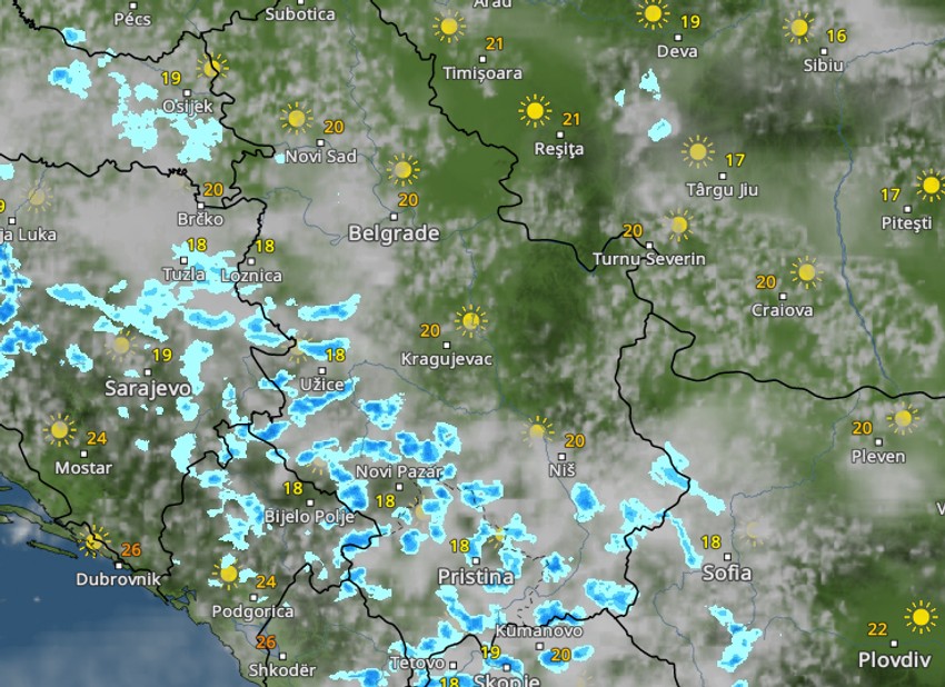 Kretanje kiše u 15 časova