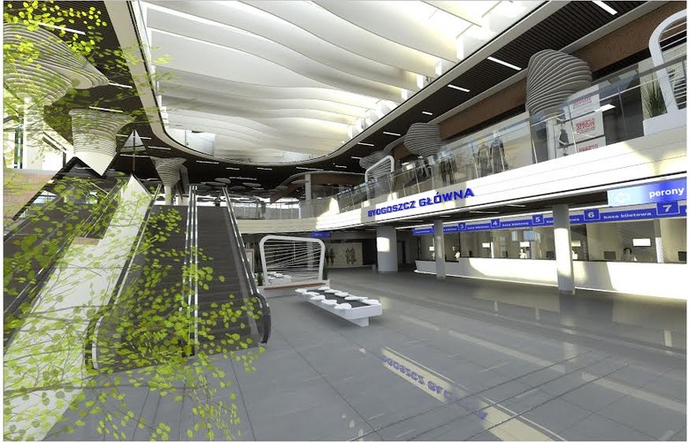 Bydgoszcz Główna<br>
W środku na parterze będą sklepy i restauracje, na górze biura, a na poziomie „-1” – kasy kolejowe. Budowa ma ruszyć w tym roku. Koszt inwestycji to prawie 200 mln zł. Planowane otwarcie – koniec 2015 r. Jeśli do tego czasu nie uda się dworca zbudować, przepadnie unijna dotacja. Czy się uda? W ciągu pół roku od wyłonienia wykonawcy koncepcji dworca gotowy jest już nie tylko projekt budowlany, ale nawet pozwolenie na budowę. To tempo nieznane dotychczas w PKP.