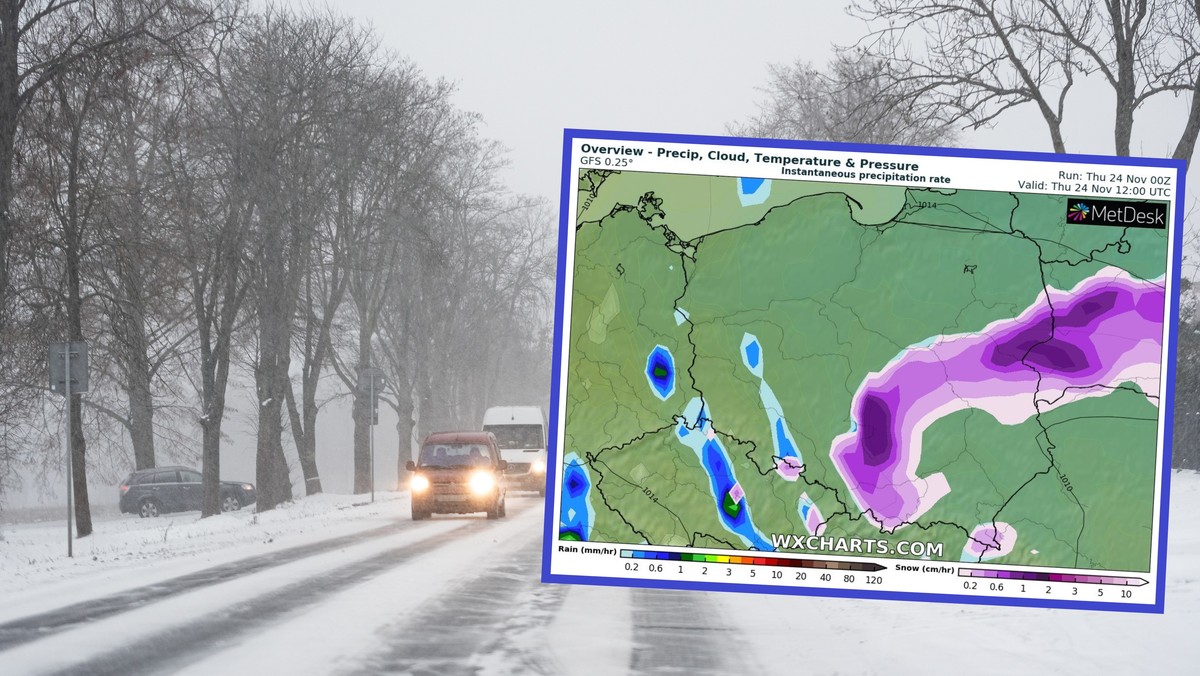 Pogoda na dziś, 24 listopada. Śnieżyce nad Polską. Spadnie do 15 cm śniegu