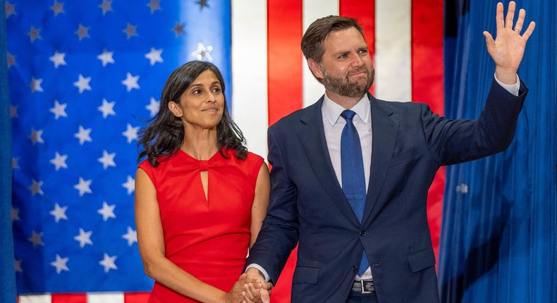 JD Vance could be the next vice president of the United States, which would make his wife, Usha Chilukuri Vance, second lady.Alex Brandon/AP