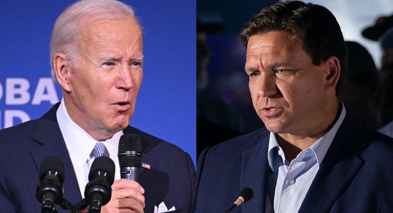 President Joe Biden and Florida Gov. Ron DeSantis.Mandel Ngan/AFP via Getty Images and Joe Raedle/Getty Images