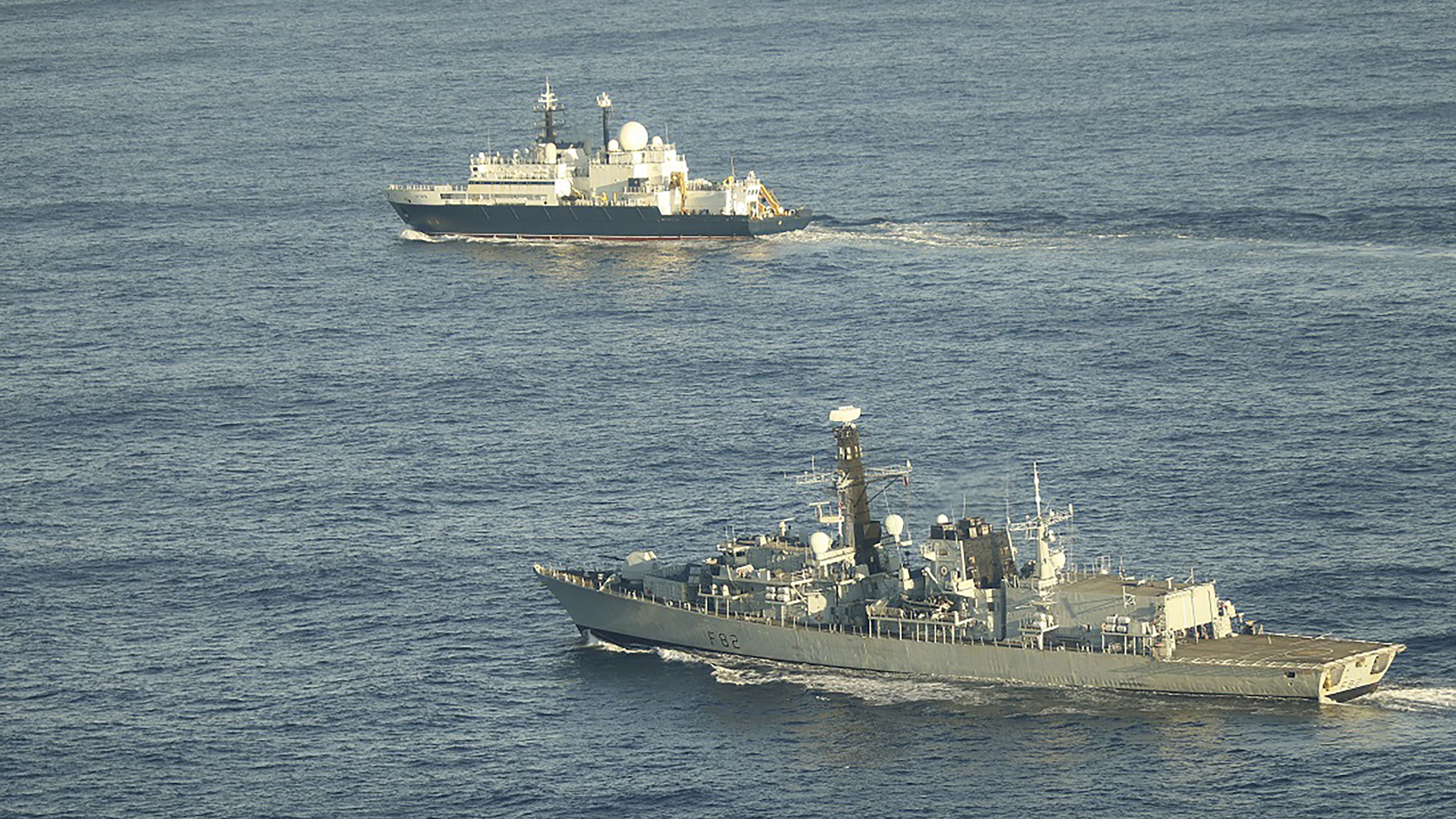 Russian spy ship directs lasers at UK military pilots