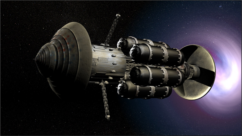 Longshot - artystyczna wizja bezzałogowej międzygwiezdnej sondy lecącej w kierunku układu Alfa Centauri
