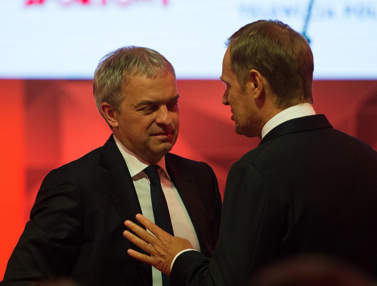 Jacek Krawiec i Donald Tusk