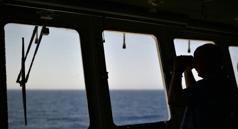 The view from the Aquarius, a ship rented by humanitarians SOS Mediterranee and Medecins Sans Frontieres (Doctors without Borders) to organise rescue operations