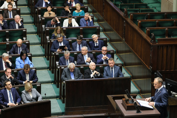 Donald Tusk wyłasza swoje expose w Sejmie. 12.12.2023, Warszawa