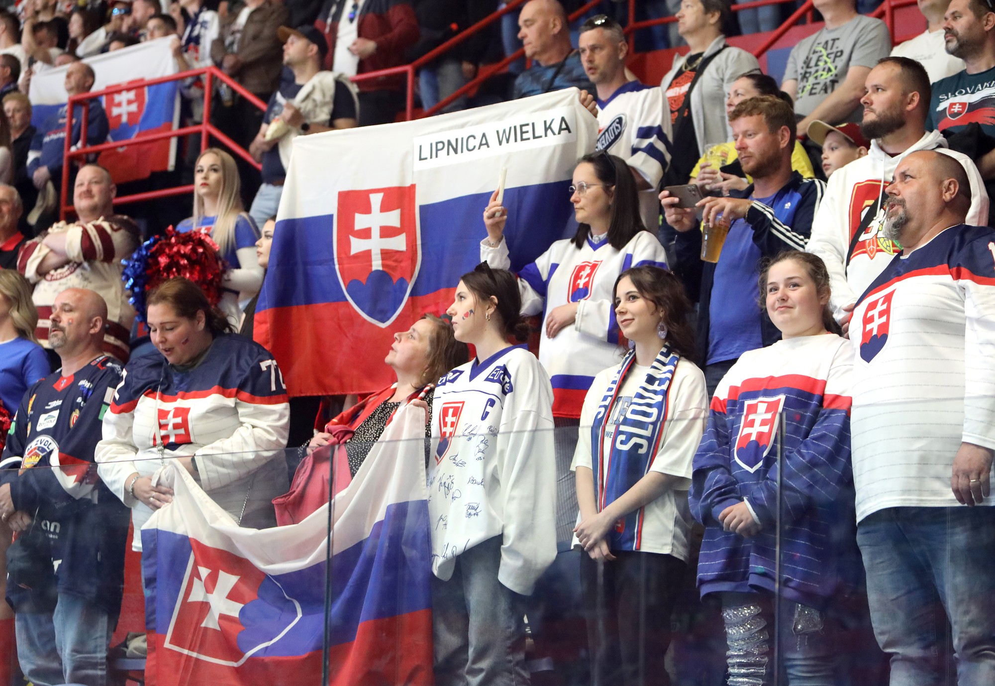 Slovenskí fanúšikovia počas prípravného zápasu s Francúzskom. 