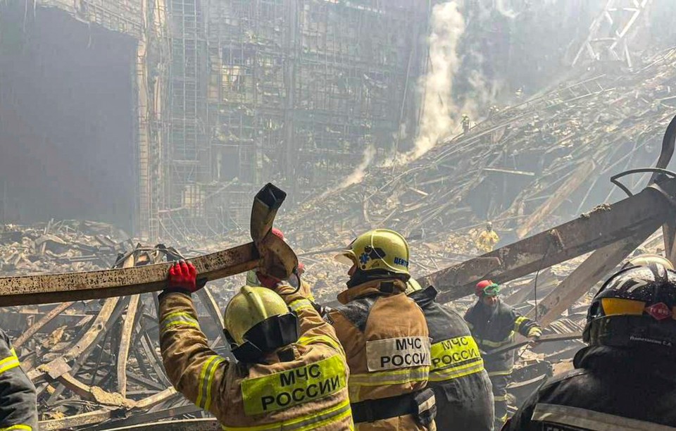 Krasnogorsk pod Moskwą. Wnętrze Crocus City Hall po zamachu