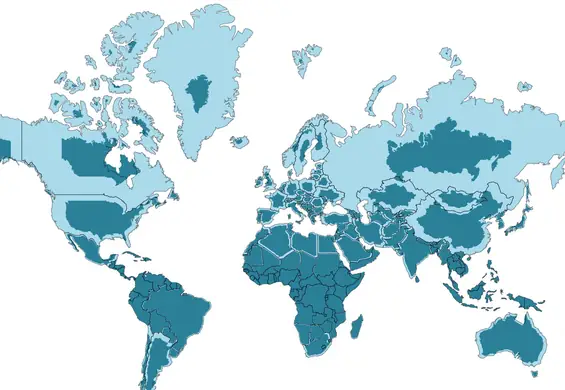 Ruchoma mapa pokazuje prawdziwe rozmiary krajów. Polska jest na niej mniejsza