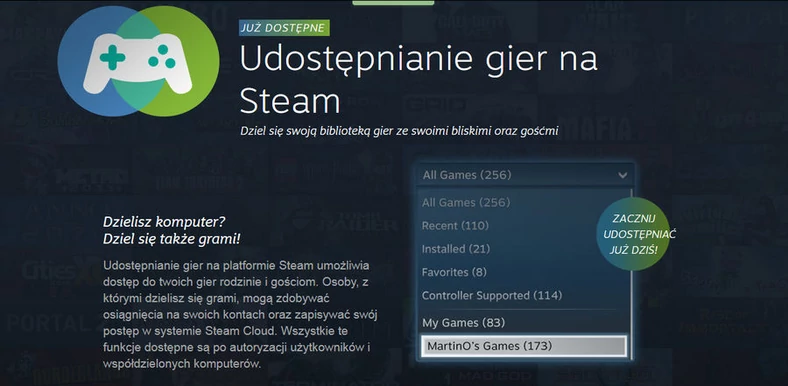 Steam zachęca nas do korzystania z możliwości dzielenia się naszymi grami