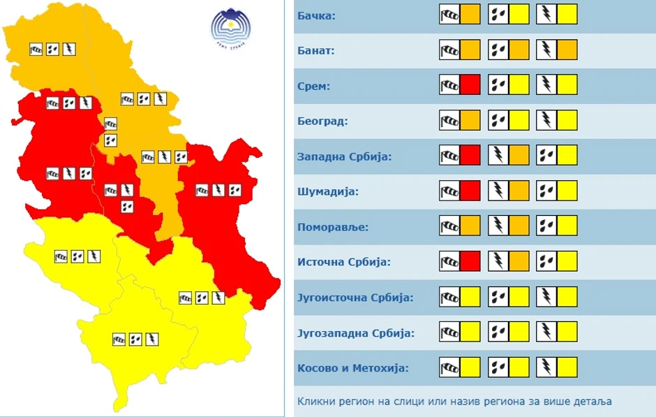 Meteoalarm za 12 maj