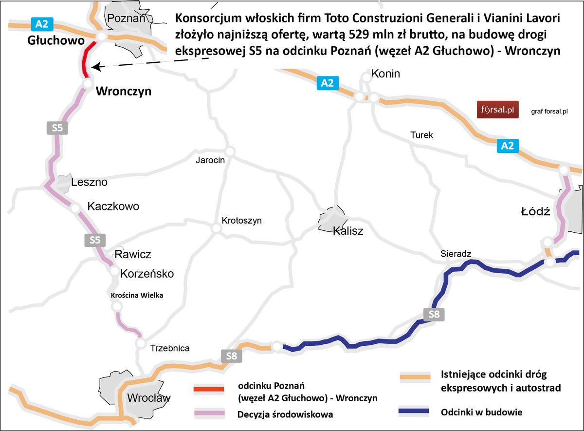S5 Poznań-Wrocław na odcinku Poznań (węzeł A2 Głuchowo) - Wronczyn