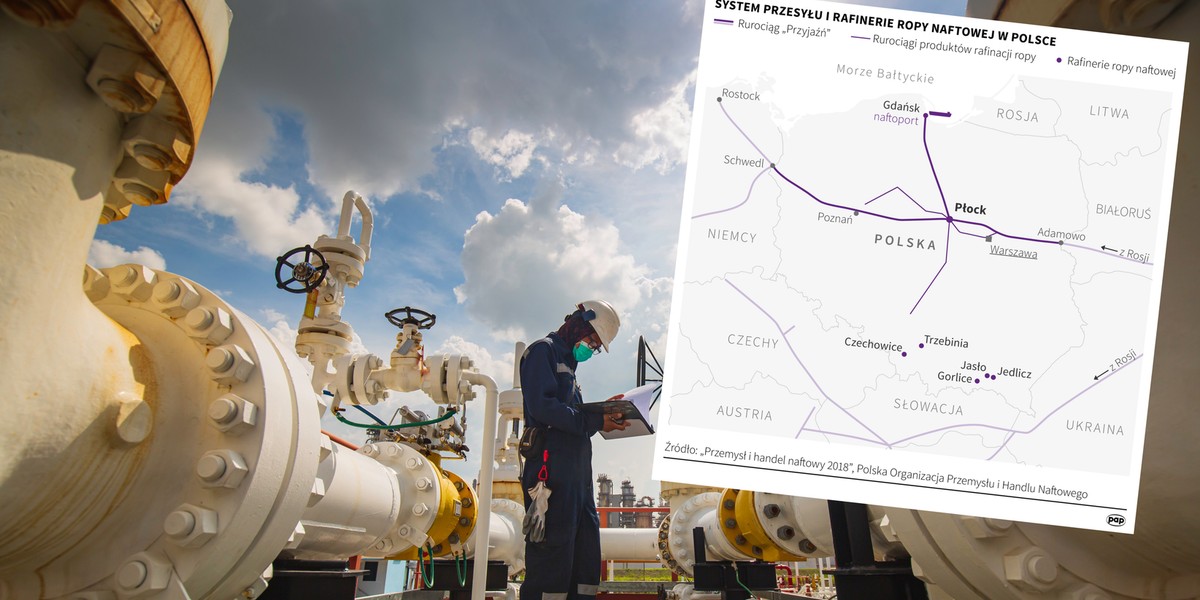 Rosja wsytrzymała dostawy ropy do Polski rurociągiem Przyjaźń. 