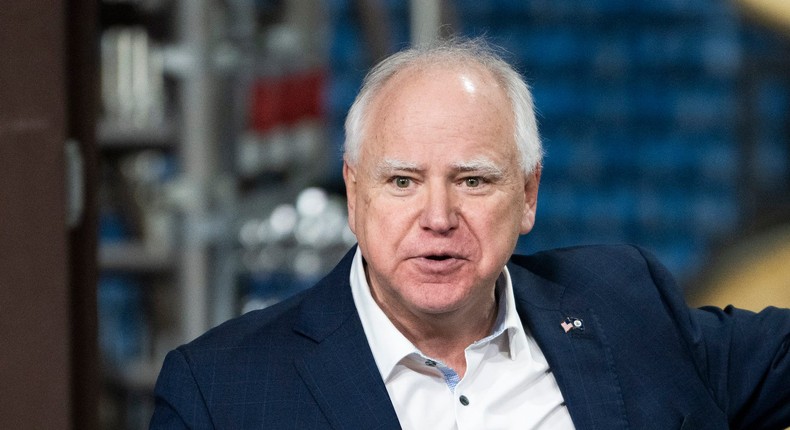 Gov. Tim Walz of Minnesota has taken a conciliatory approach toward Uncommitted voters, praising them for being civically engaged.Stephen Maturen/Getty Images