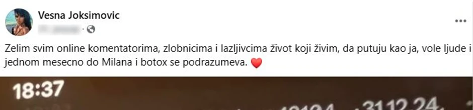 Vesna Joksimović, objava