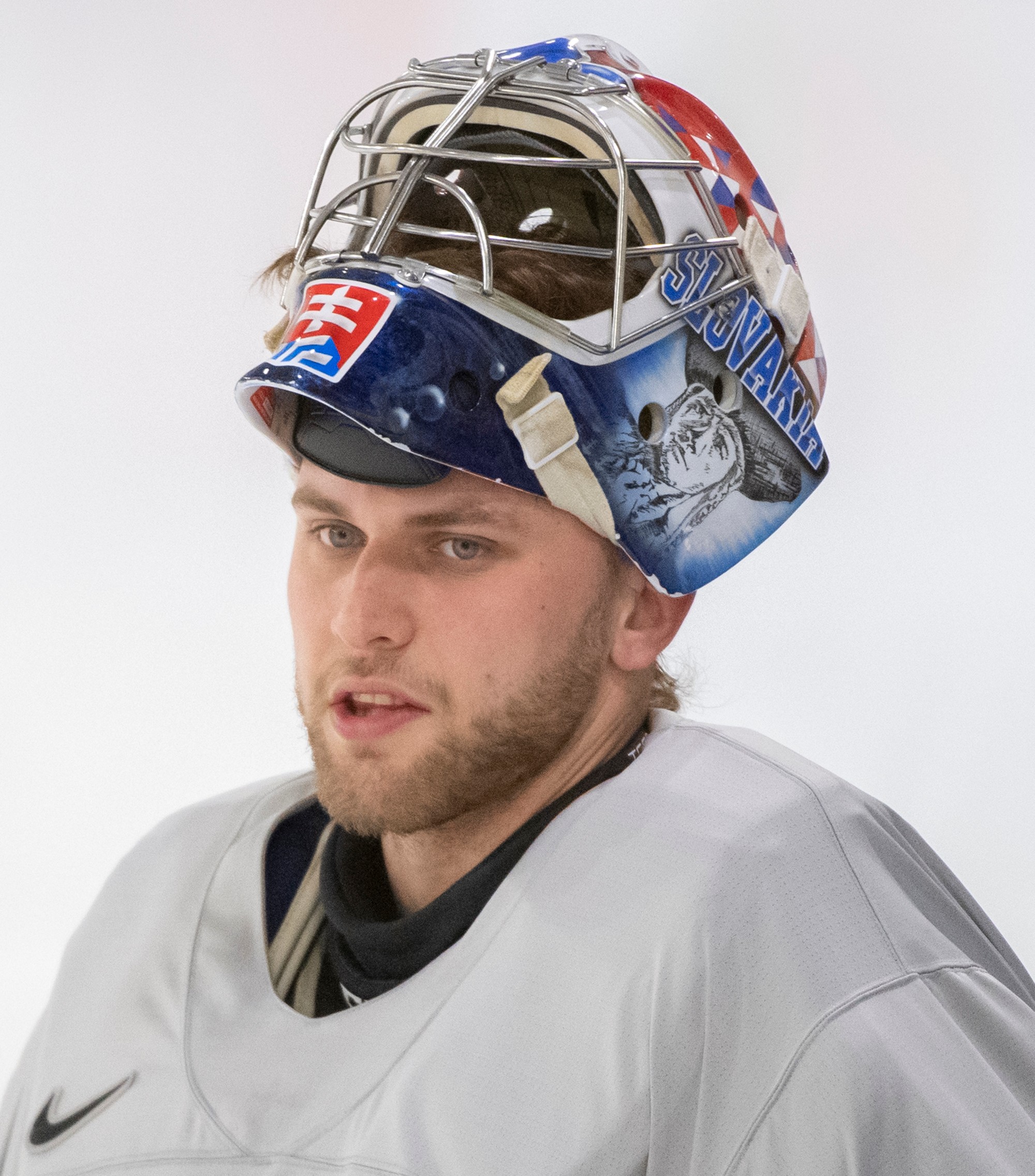 Slovenský brankár Samuel Hlavaj počas tréningu.