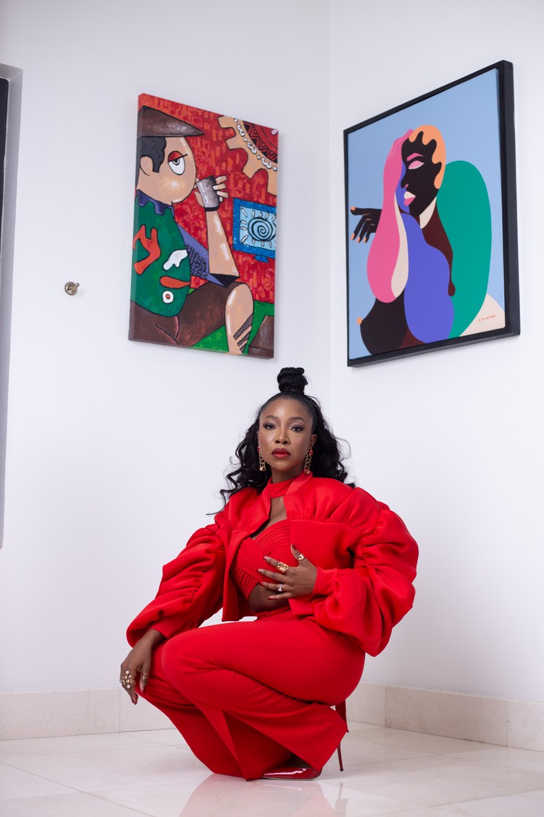 Inidima Okojie striking a fierce pose 