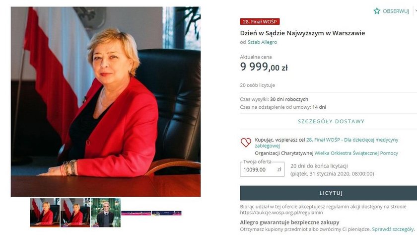 Znani politycy oddali to na WOŚP. Ale to dzień z Małgorzatą Gersdorf jest hitem